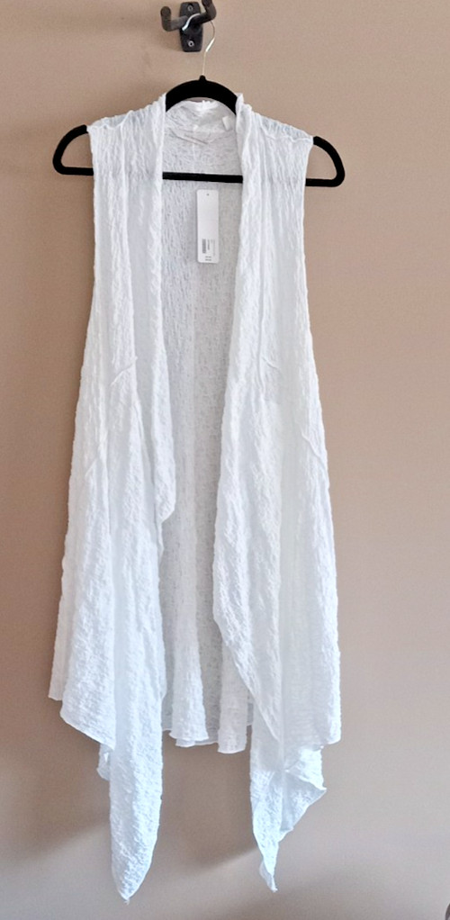 Soft Surroundings Talla Única Madrid Topper Kaftan Cubrir Abierto Blanco Transparente
