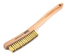 Forney 70518 Steel Curved Wood Handle Scratch Brush 0.012 Wire x 13-3/4 L
