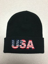 Beanie USA Black Men Women Kids NEW