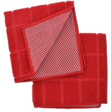 Home Collection Dish Cloth Microfiber Scrubbers Window Pane Pattern ~ Red