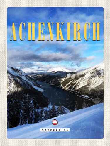 Panneau en bois 30 x 40 cm Achenkirch Autriche vacances de ski neige - Photo 1/4