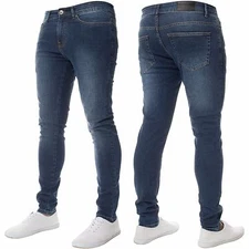 Enzo Mens Skinny Jeans Slim Fit Super Stretch Flex Denim Trouser Pants All Waist
