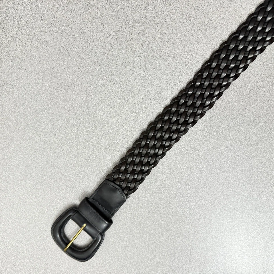 Cinturón de cuero tejido Coach para mujer pequeño negro hebilla de latón trenzado 1,5" Boho 3851 Foto 3 de 4