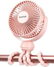 Gaiatop Mini Portable Stroller Fan, Battery Operated Small Clip on Fan, Detachab