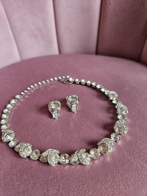 Vintage Eisenberg Ice Jewelry Set necklace And Clip On Earrings