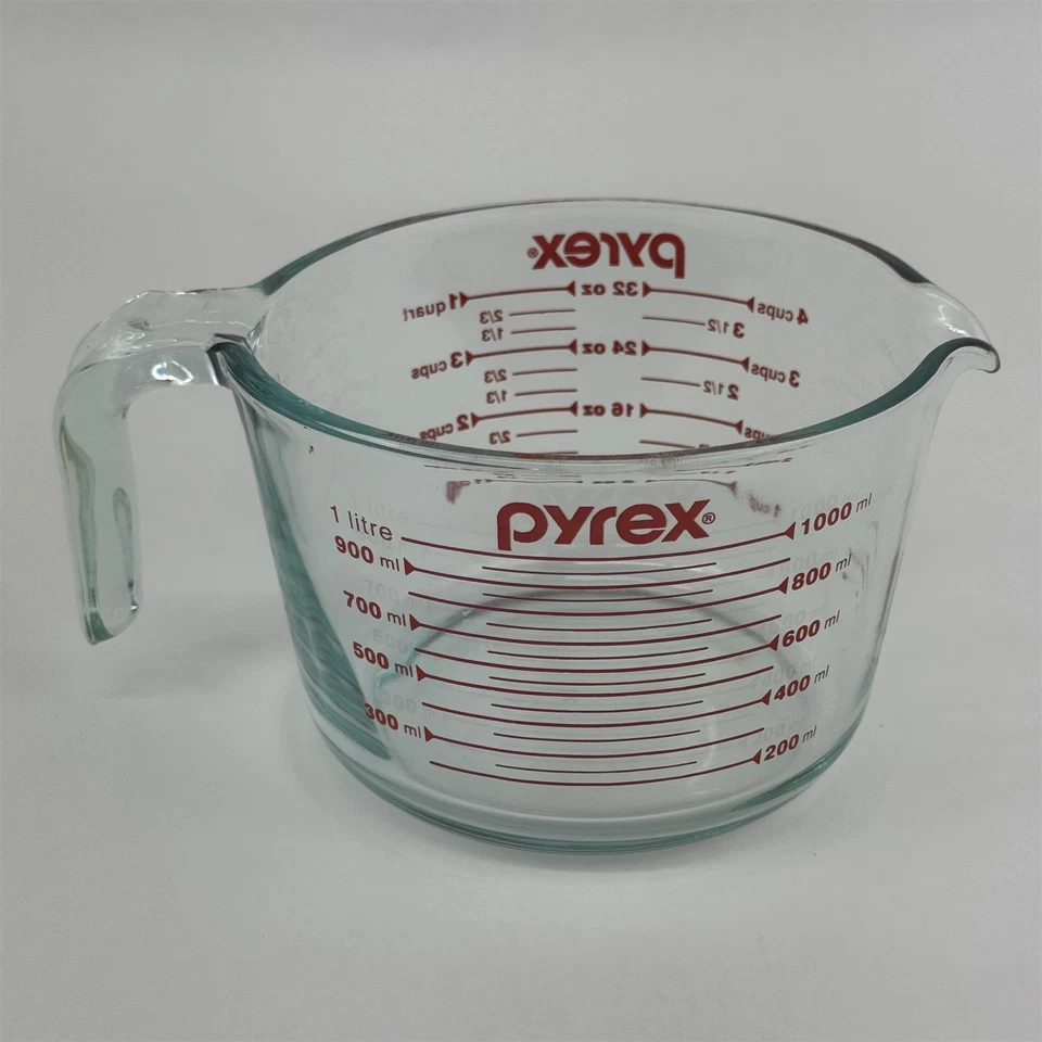 Taza Medidora Pyrex 1 Cuarto Transparente con Medidas Rojas Mango Abierto Foto 2 de 4