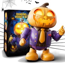 Halloween Themed Toy Pumpkin Dancing Robot Plays Spooky Music Lights-Up NEW