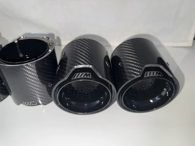 Für BMW M2 M3 M4 Endrohr Blende Auspuff blenden Carbon Schwarz 4x - Bild 1 von 4