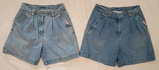 Lot of 2 90s BILL BLASS Womens Denim Mom Shorts Sz 10 Pleated High Rise Vintage