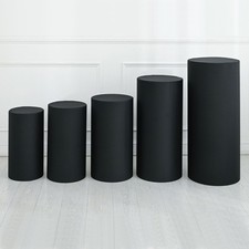Set of 5 Cylinder Spandex Stand Covers, Black, Elastic Fabric
