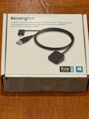 Kensington VeriMark Desktop USB-A USB-C Fingerprint Reader Windows FIDO NEW