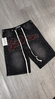 VALE LIVES FOREVER BLACK RAINSTORM DEMIN JORTS RHINESTONE SIZE 32