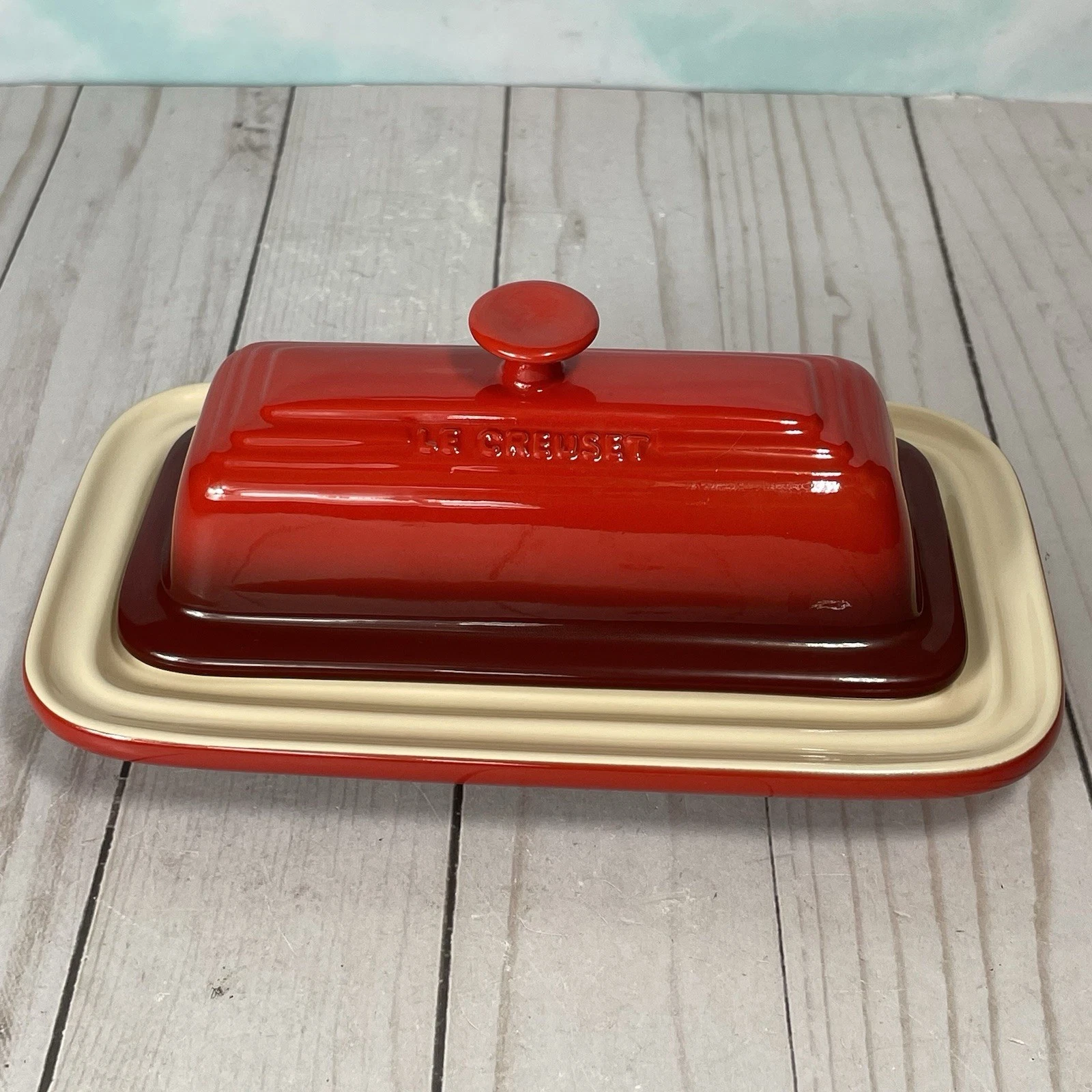 Le Creuset Covered Butter Dish Cerise Red Ombre Cherry