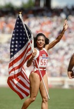 Florence Griffith Joyner USA celebrates her gold medal victory in - Old Photo