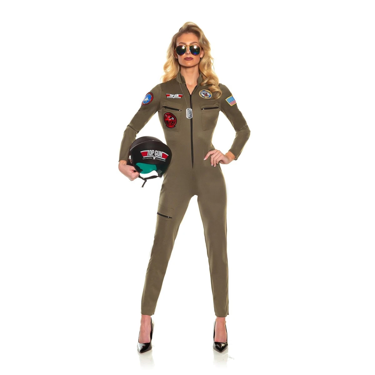 Amscan Costume Donna Abby Dell'Esercito: Tuta Mimetico + Berretto + Cintura, Taglia 44