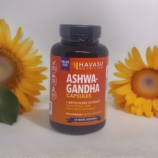 Havasu Nutrition Ashwagandha Capsules Artichoke Extract Stress Support, 100 ct