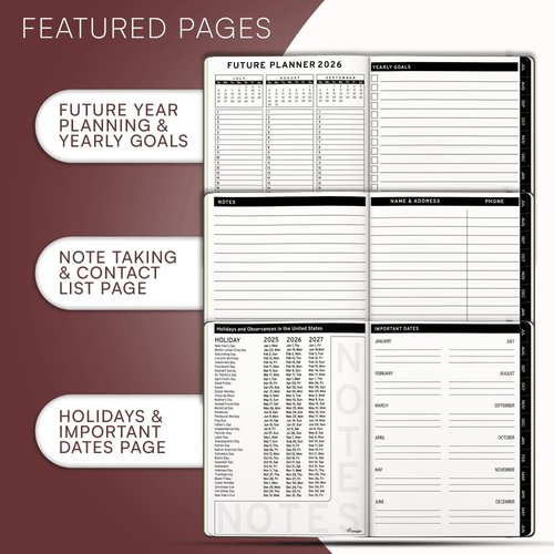 2025 2026 HARDCOVER Lederplaner wöchentlich & monatlich 6,5 * 8,5 Zoll - Bild 5 von 8