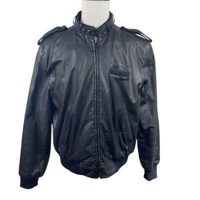 VTG 80s Members Only Leather Jacket Sz 40 M Bomber Cafe Racer Biker Black Moto