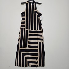 Donna Morgan Women Dress Size 6 Fit Small New Black Abstract Stripes Sleeveless