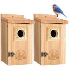 2 Pack Bird Houses for outside Clearance with Copper Guard, Cedar Bird House Out