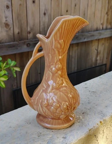 Vintage McCoy Pottery Grapevine Pitcher Coral Pink