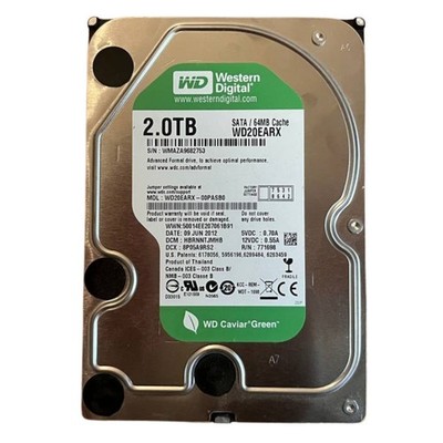 Western Digital WD Green 2TB HDD WD20EARX-00PASB0 SATA 64MB HHNCHV2CAB (WMAZA)