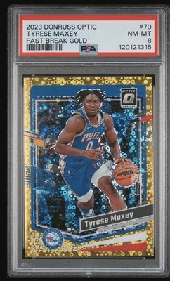 2023 Donruss Optic Tyrese Maxey Fast break Gold #7/10