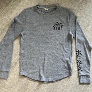 T-shirt Manches Longues Aéropostale Homme - Gris - Taille XL - 100% Coton - Graphique