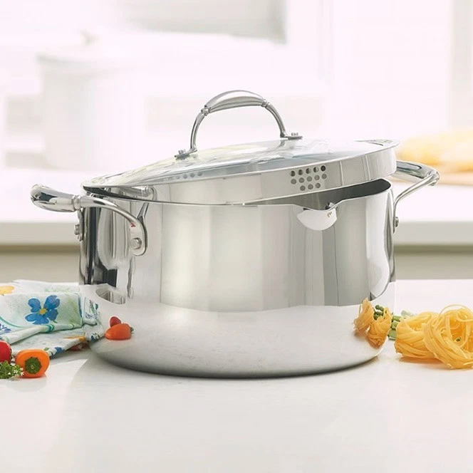 Princess House Heritage Tri Ply Stainless Steel 9 Qt Straining Simmer Pot 5749