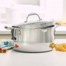 Princess House Heritage Tri Ply Stainless Steel 9 Qt Straining Simmer Pot 5749