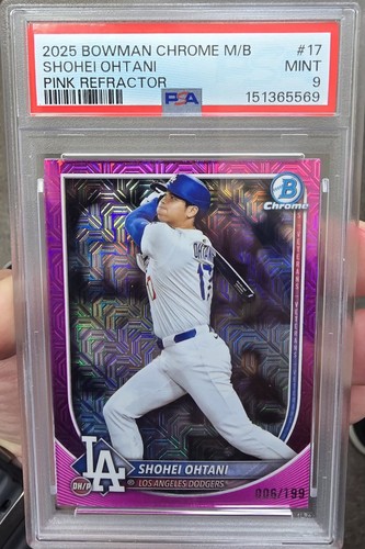 2025 Bowman Chrome Shohei Ohtani #17 Pink Refractor #6/199 PSA 9 MT Dodgers 🔥 