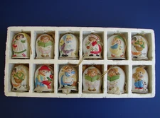 12 LOT Jasco 1981 Chimes Hand Painted Bisque Porcelain Ornament UNUSED