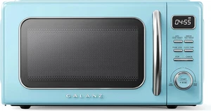 Four à micro-ondes Retro Blue Countertop avec cuisinière automatique & Facile à nettoyer, 1.1 Cu Ft