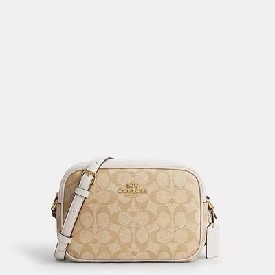 NWT Coach LT Khaki/Chalk Jamie Signature Coated Canvas Leather