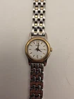 Vintage Seiko Women's Quartz Watch 1N01-0G80 Two Tone White Dial Japan RUNNING