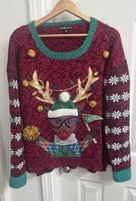 United States Sweaters XL Ugly Christmas Reindeer Sweater 3D Santa Antlers