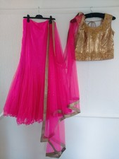Stunning designer Indian Bollywood 3 pcs party Lehenga Lenghacholi outfit  UK 12