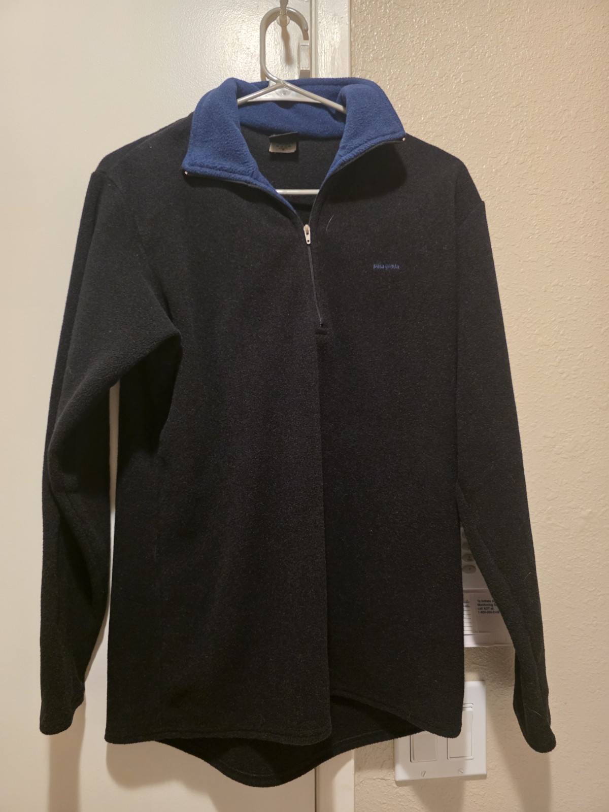 Men Patagonia Capilene 1/4 Zip Pullover Fleece Size M Long Sleeve Black Made USA