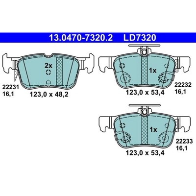 ATE Ceramic 13.0470-7320.2 Bremsbeläge HINTEN für FORD MONDEO KUGA GALAXY S MAX
