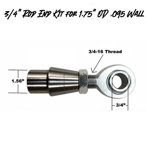 Panhard Bar Chromoly Heim Joint Rod End Kit 3/4-16 x 3/4 Bore 1.75" OD .095 Wall - Picture 2 of 7