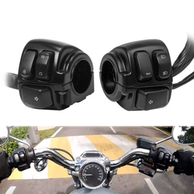 Motorbike Handlebar Control Switches + Wiring Harness For Harley Dyna & Cruiser