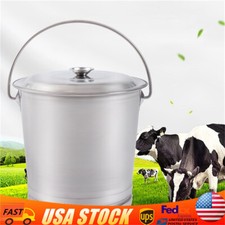 8L 2.1 Gallon Stainless Steel Milk Pail Bucket Milk Feed Cleaning Bucket w/ Lid