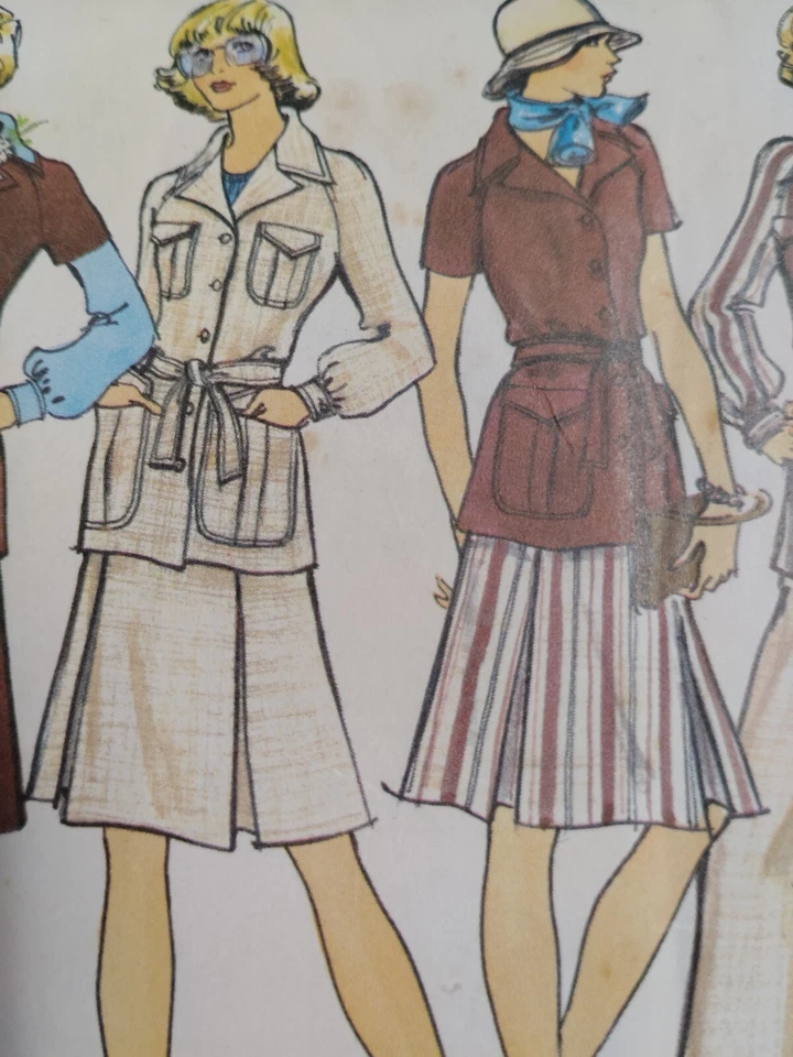 Vogue 6520 Jacket Skirt Pants Sewing Pattern Ladies 12 VTG Cut Pleated Wide Leg - Image 3 of 4