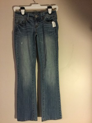 NWT AMERICAN EAGLE DISTRESSED STRETCH BOOT CUT JEAN 0 SHORT L30