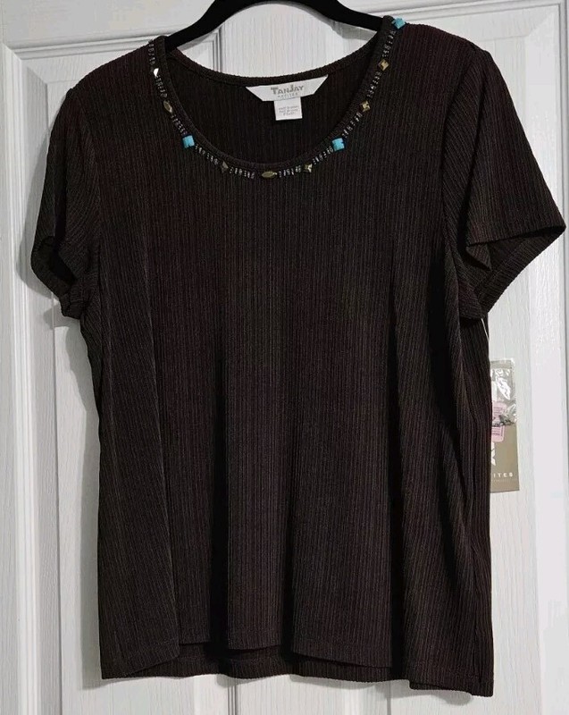 NWT Brown Skirt & Top Outfit, Belt Like Tie, Fabric Striped, Size Ps, TanJay