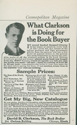 1915 Clarkson For Book Buyer Catalogue Offer Sample Prices Vtg Print Ad CO5