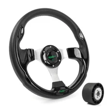 Black 13"  Marine Boat Steering Wheel 3 Spoke + 3/4" Tapered Keyway Adapter