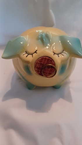 VTG 1957 CORKY PIGGY BANK w/CORK STOPPER--7 1/2" L x 5 1/2"W x 5 1/4" T - Picture 7 of 9