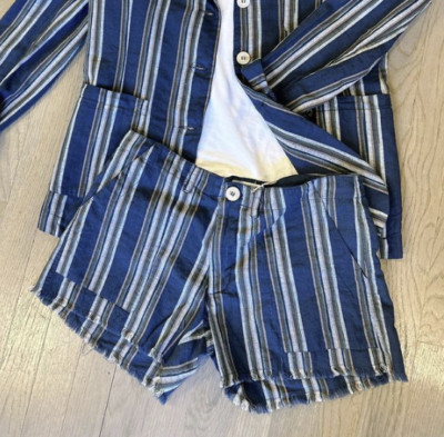 BSBEE NWT $218 Buena Vista Woven Shorts in Navy Cinco Stripe Sz 31