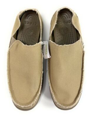 Crocs Santa Cruz Loafer Shoes Mens Size 8 Khaki Canvas Slip  display picture 3